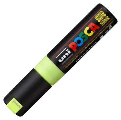 Obrázek produktu pro POSCA uni PC-8K, 1 kusů, Žlutá, Rozšířený hrot, Černá, Žlutá, 8 mm, Inkoust na vodní bázi