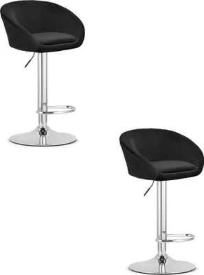 Produktbild von EAST Hocker - schwarzer Samt / Chromfuß x 2