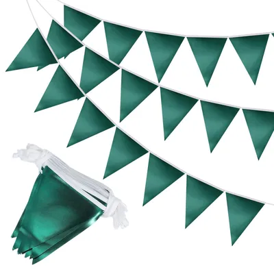 Wimpelkette 36 Stück, Glitzer Grün, 10 m, für Partys & Deko