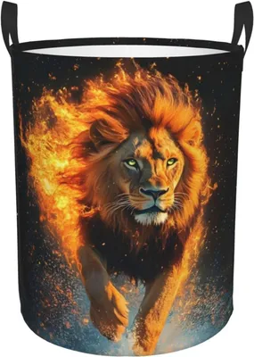 Produktbild von Wäschesortierer 40 × 50 cm mit laufendem Flammenlöwen, verdickter Wäschekorb für Bad, Kleidung und Waschküche