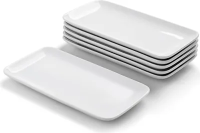 Image de Porcelaine Set de plats de service Blanc 23x12cm 6 pcs. assiettes rectangulaires