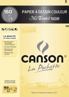 Produktbild von CANSON Künstlerpapier Mi Teintes DIN A3 schwarz 8 Blatt