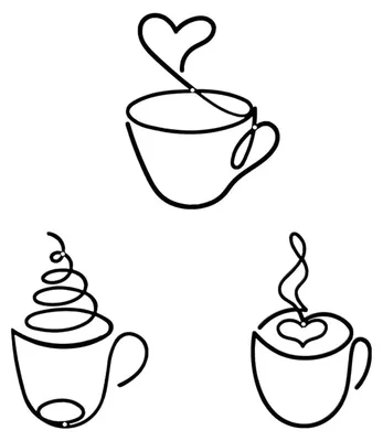 3er-Set Metall-Wandbilder Kaffeetassen, schwarz, minimalistisch