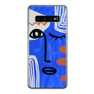 Produktbild von MuchoWow® Handyhülle Schutzhülle Hülle für Samsung Galaxy S10 Gesicht - Blau - Abstrakt Silikon Softcase Handy Hülle - Handytasche