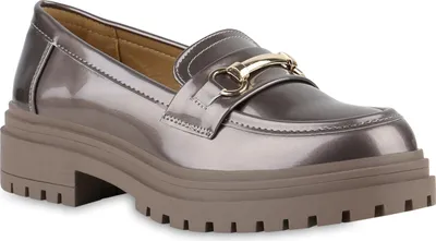 Produktbild von VAN HILL Damen Plateauschuhe Halbschuhe Slipper Profl-Sohle Freizeit Schuhe 841666, Farbe: Bronze, Größe: 41