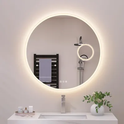 Runder LED-Badspiegel 80 cm, dimmbar, 5-fach Vergrößerung, IP44