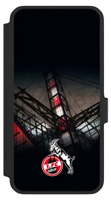 Produktbild von NIVOCASE Klapphülle für Samsung Galaxy A56 5G  Handyhülle aus Kunst Leder NIVOflip schwarz 1. FC Köln Offizielles Lizenzprodukt Stadion