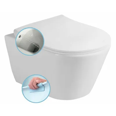 Produktbild von Sapho AVVA CLEANWASH Hänge-WC mit Bidetbrause, Rimless, 35,5x53cm, Weiß