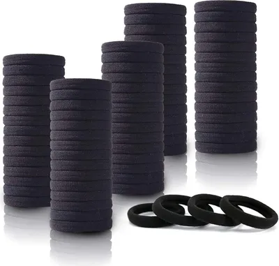 Immagine prodotto di INF 100 pezzi elastici per capelli ad alta elasticità, fasce per capelli in nylon per donne e ragazze Nero