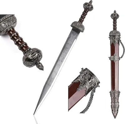 Image de Gladius romain décoratif avec fourreau, inspiré des modèles historiques de l'époque de l'Empire romain, décoration JT6056