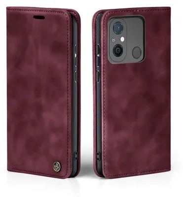 Produktbild von Handy Hülle für Xiaomi Redmi 12C Klapphülle Bookcase Flip Cover Handy Tasche Etui Farbe: Weinrot