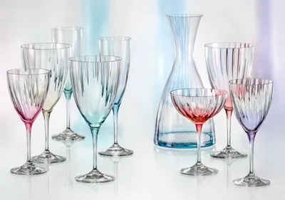 Produktbild von Rotweingläser Bohemia Kristallglas Weinglas, Model Kate Optic, Mehrfarbig, 400 ml, 6er Set