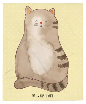 Produktbild von Mr. & Mrs. Panda Kuscheldecke Katze Sitzen - Gelb Pastell - Geschenk, Herz, Cats, Familie, Bettdecke, Tagesdecke, Katzen, Wohndecke, Decke, Plaid
