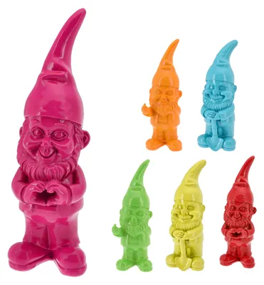 Produktbild von Gartenzwerg 6er Set Polyresin pink gelb grün rot orange türkis 5,5x20cm Dekofigur Gartenfigur Zwerg Gartenwichtel Beetwächter