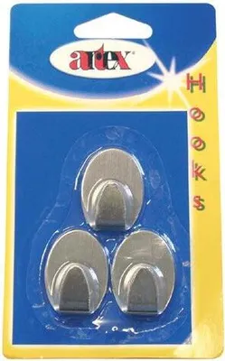 Produktbild von haken selbstklebend oval klein Edelstahl (3Stk)
