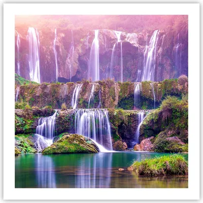 Produktbild von Poster - Poster ohne Rahmen - Wasserfall Natur - 60x60 cm - Wand Bild - Wanddeko - Wandbilder - Kunstposter - Wandposter - Bilder - Kunstdruck - Wanddekoration - Wandbild - P2XAC60x60-3893
