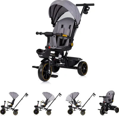 Zdjęcie produktu dla Rower trójkołowy Chipolino Max Sport 2 w 1, uchwyt na kubek, odwracane siedzisko, kosz szary