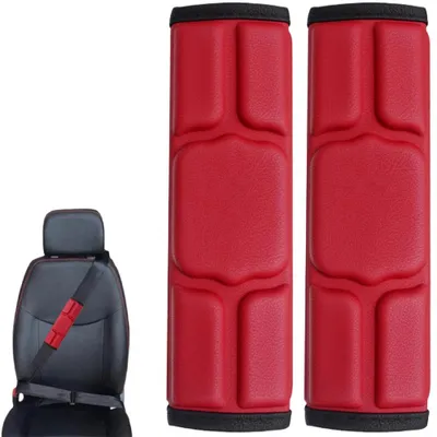 Produktbild von Sicherheitsgurtpolster Auto – 2 Stück – Schulterpolster – Gurtpolster aus Polyurethan– 22,5x7 cm – für Auto, Gitarre, Kamera und Gepäck – Rot