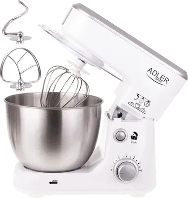 Obrázok produktu pre Adler AD 4216, 4 L, Biela, Otočné, Hnetenie, Miešanie, Nerezová oceľ, 500 W
