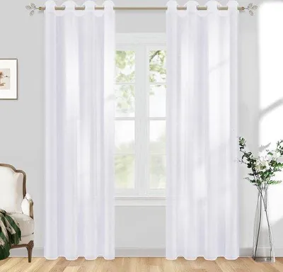 Image de Rideau - Semi-transparent - Convient au salon et à la chambre - 1 pièce - Blanc - 140 x 215 cm
