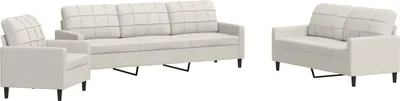 Produktbild von vidaXL 4-tlg. Sofagarnitur mit Kissen Creme Samt