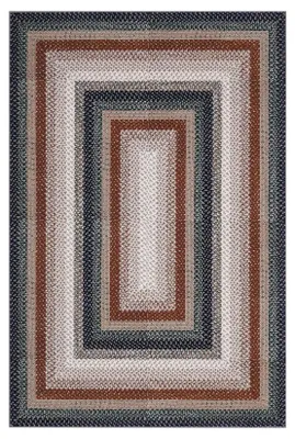 Produktbild von Geometrischer Teppich - Läufer für den Flur - 100 % Polyester - Rutschfeste Gummiunterseite - Maschinenwaschbar - Blau 200 × 290 cm