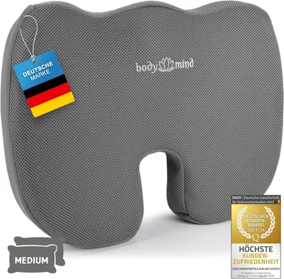 Produktbild von Orthopädisches Keilkissen Stuhlauflage aus 100% Memory-Schaum Ergonomisches Sitzkissen für Büro Auto Rollstuhl Waschbarer Bezug Medium