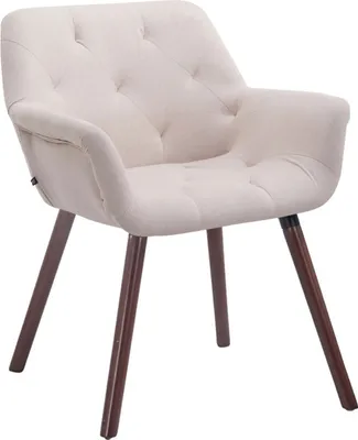 Produktbild von TPFLiving Besucherstuhl Cassy Stoff Gestell Holz Walnuss beige