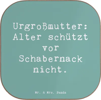 Produktbild von Mr. & Mrs. Panda Tischuntersetzer Spruch Urgroßmutter Schabernack - Meeresbrise - Geschenk, Alter, Familie, gläseruntersetzer, Familientradition, Ahnen, Coaster, Lächeln