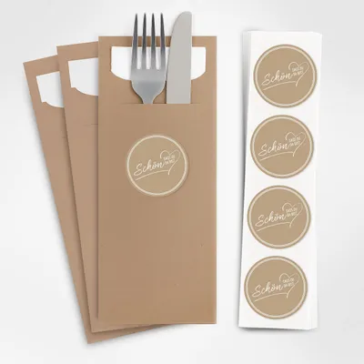 Produktbild von ITENGA 24x Bestecktaschen Schön dass du da bist V2 latte macchiato