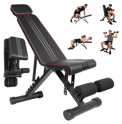 Immagine prodotto di Panca per esercizi - Panca per allenamento della forza - Pieghevole - Adatta per manubri - Allenamento per tutto il corpo - Allenamento per gli addominali - Nera