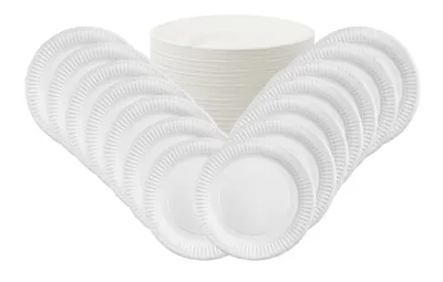 Produktbild von 200x Pappteller KU 23, rund 23cm, für feuchte & fetthaltige Lebensmittel