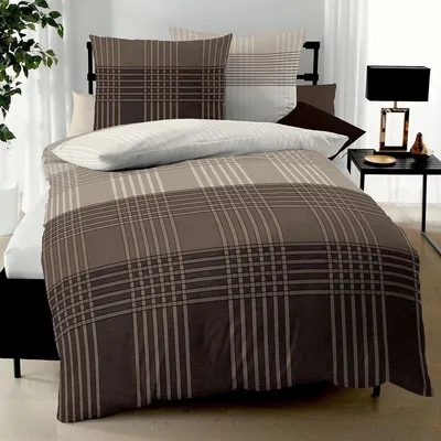 Produktbild von Kaeppel Biber Bettwäsche Zones 135x200 cm + 80x80 cm kaffee