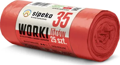 Zdjęcie produktu dla LDPE Worki na śmieci SIPEKO 35L 25szt. CZERWONE