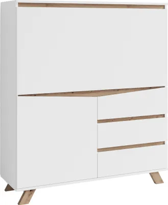 Produktbild von Sekretär >VALENTIN< in weiss / Eiche-Optik 120 x 127 x 38 cm (BxHxT)