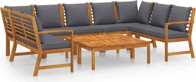 Produktbild von vidaXL 9-tlg. Garten-Lounge-Set mit Auflagen Massivholz Akazie