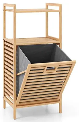 Obrázek produktu pro Otevřená úložná komoda na prádlo se dvěma policemi, přírodní design