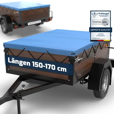 Image de Bâche de protection pour remorque plate, 150x105 cm, incluant la corde de fixation | Bâche plate en PVC pour remorques | Bâche de protection renforcée, adaptée à divers types de remorques automobiles. Couleur : bleu
