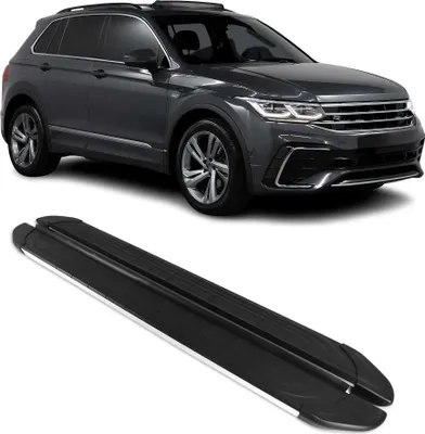 Image de Marchepieds Latéraux pédale pour VW Tiguan II 2016-2023 Aluminium Gris Noir 2Pcs