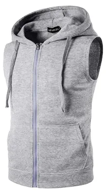 Immagine prodotto di Solidchoice - Felpa senza maniche da uomo, colore grigio chiaro, con tasca e zip