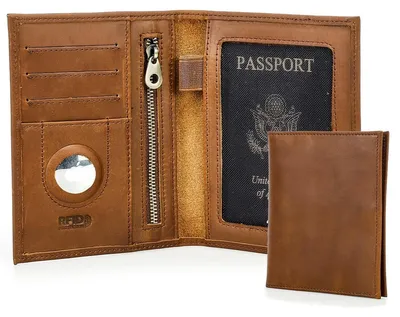 Image de Portefeuille de voyage en cuir véritable avec protection RFID
