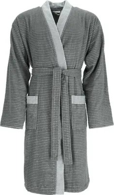 Produktbild von Esprit Herrenbademantel Double Stripe Farbe anthracite Größe 48/50