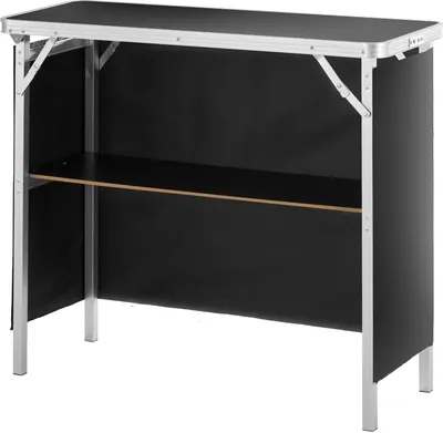 Produktbild von Tragbare Messetheke Messetresen, 975 x 385 x 870 mm Messestand Ausstellungs-Thekenständer, Faltbarer Promotion-Bartisch Promotiontheke, Rezeption mit Aufbewahrungsregal, Tragetasche, Schwarz
