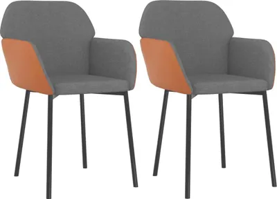 Produktbild von vidaXL Esszimmerstühle 2 Stk. Hellgrau Stoff und Kunstleder