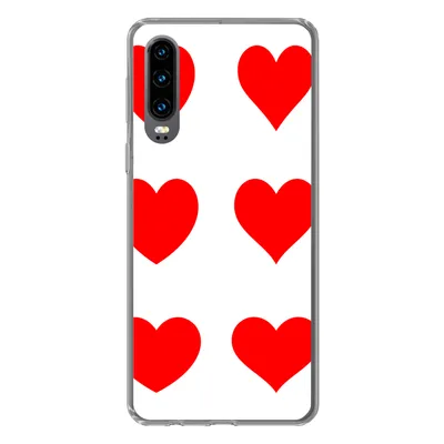 Produktbild von MuchoWow® Handyhülle Schutzhülle Hülle für Huawei P30 Eine Illustration mit neun roten Herzen Silikon Softcase Handy Hülle - Kartenbesitzer