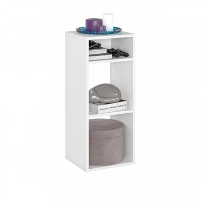 Produktbild von KOMTO Regal Bücherregal Klein Standregal Würfelregal Büroregal Bücherschrank RIM2 für Kinderzimmer Regal Wohnzimmer 33,8 х 30,7 х 80,4 cm Weiß
