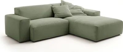 Produktbild von KAWOLA Sofa RANI Ecksofa Feincord olivgrün Recamiere rechts