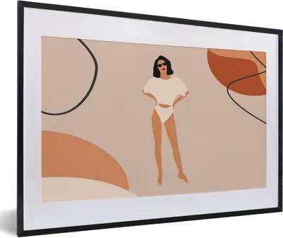 Produktbild von MuchoWow® Gerahmtes Poster Sommer - Frauen - Minimalismus 60x40 cm - Poster mit Schwarzem Bilderrahmen Wandposter Rahmen Foto Bilder - Schlafzimmer - Plakat in Rahmen - Drucken