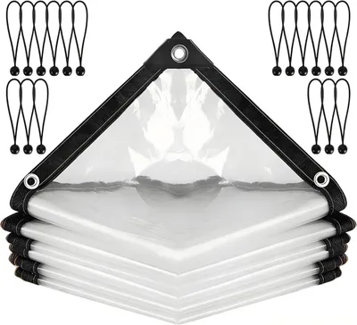Image de Bâche de protection avec œillets, dimensions 3 x 6 mètres, transparente, imperméable, pour jardin