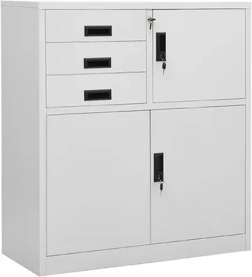 Produktbild von Büroschrank Mehrzweckschrank Aktenschrank Aktenschrank Materialschrank Hellgrau 90x40x102 cm Stahl